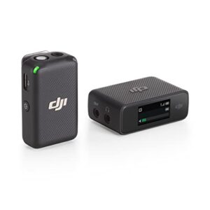 DJI Mic (1 TX + 1 RX), Microfono wireless, 250 m di distanza, Compatto e ultraleggero, Registrazione di 14 ore, Microfono wireless per PC, iPhone, Fotocamere, YouTube, Vlog, Live Stream
