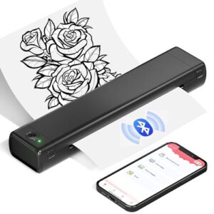 COLORWING Stampante portatile A4 piccola, supporta carta termica, con Bluetooth, per viaggi e tatuaggi, senza fili, per ufficio mobile